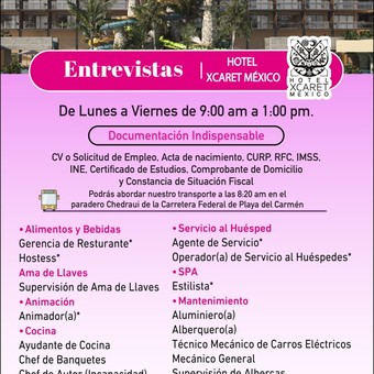 Vacantes Hotel XCARET